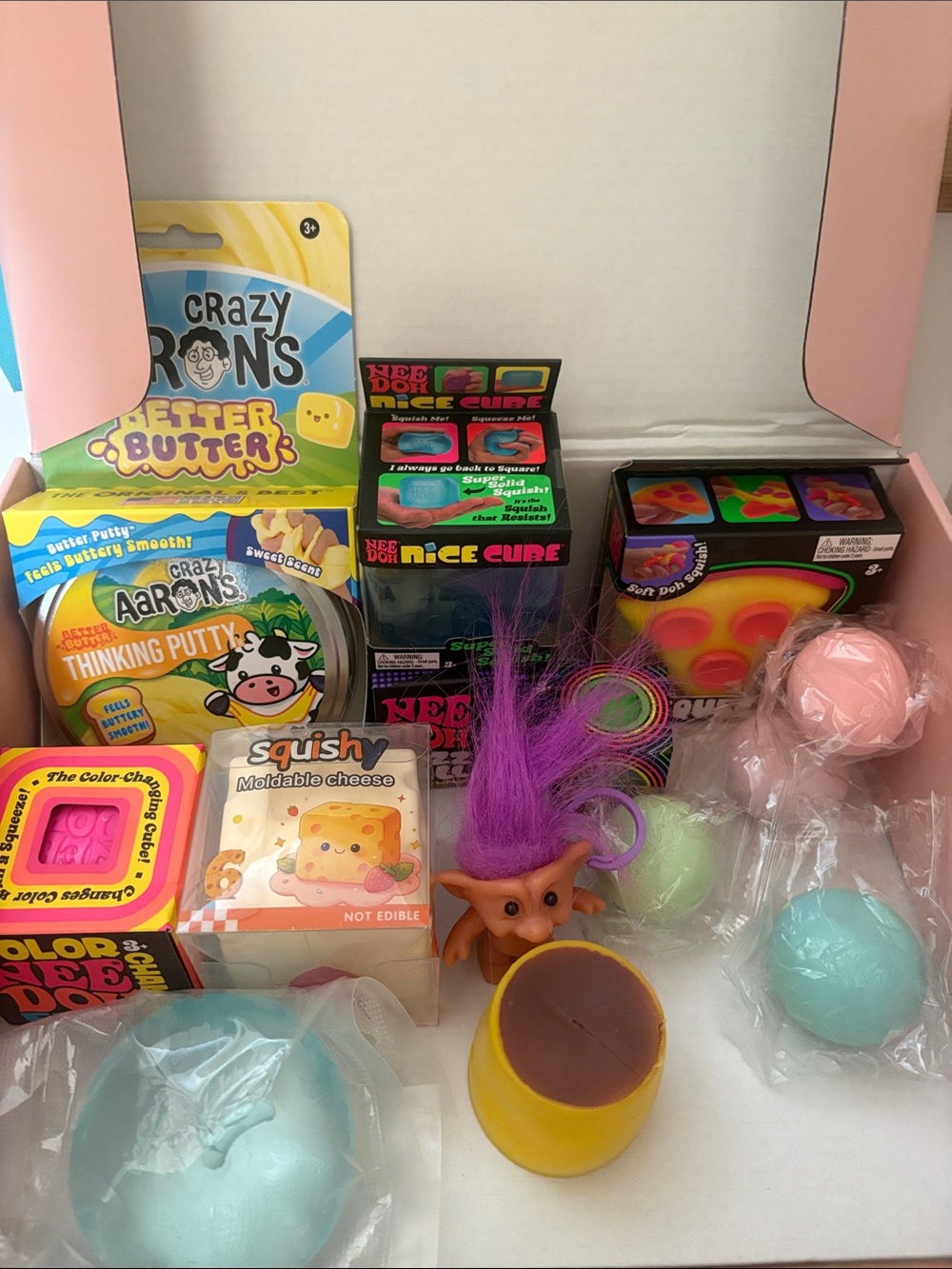 Assorted Kids Toy Bundle with Purple-Haired Troll & Yellow Putty